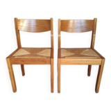 Regain - Pair of elm chairs with straw seats