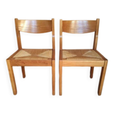 Regain - Paire de chaises en orme et assise en paille