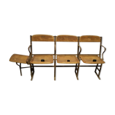 Luterma antique theatre bench circa 1930, vintage wrought iron cinema bench