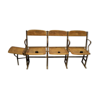 Banc de théâtre antique de Luterma vers 1930 banc de cinéma en fer forgé vintage