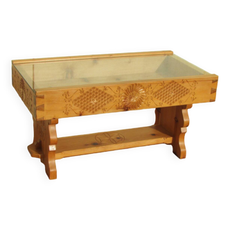 Very distinctive pine coffee table, display case
