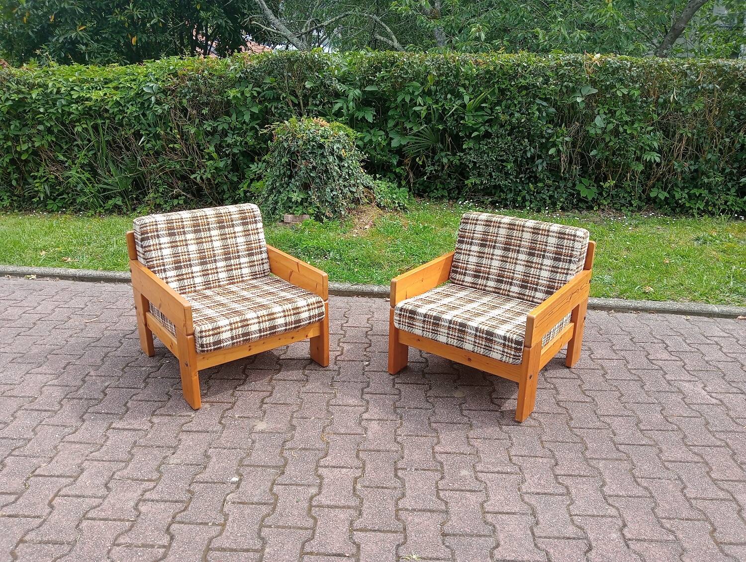 70s brutalist armchairs