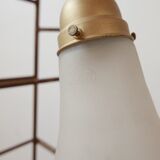 Antique etched glass German pendant light by A.E.G.