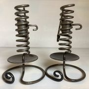 Pair of Bouillot-style spiral spring candlesticks