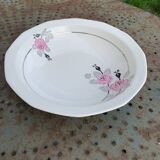 Set of two art deco porcelain dishes, limoges france, BRB, pink flowers