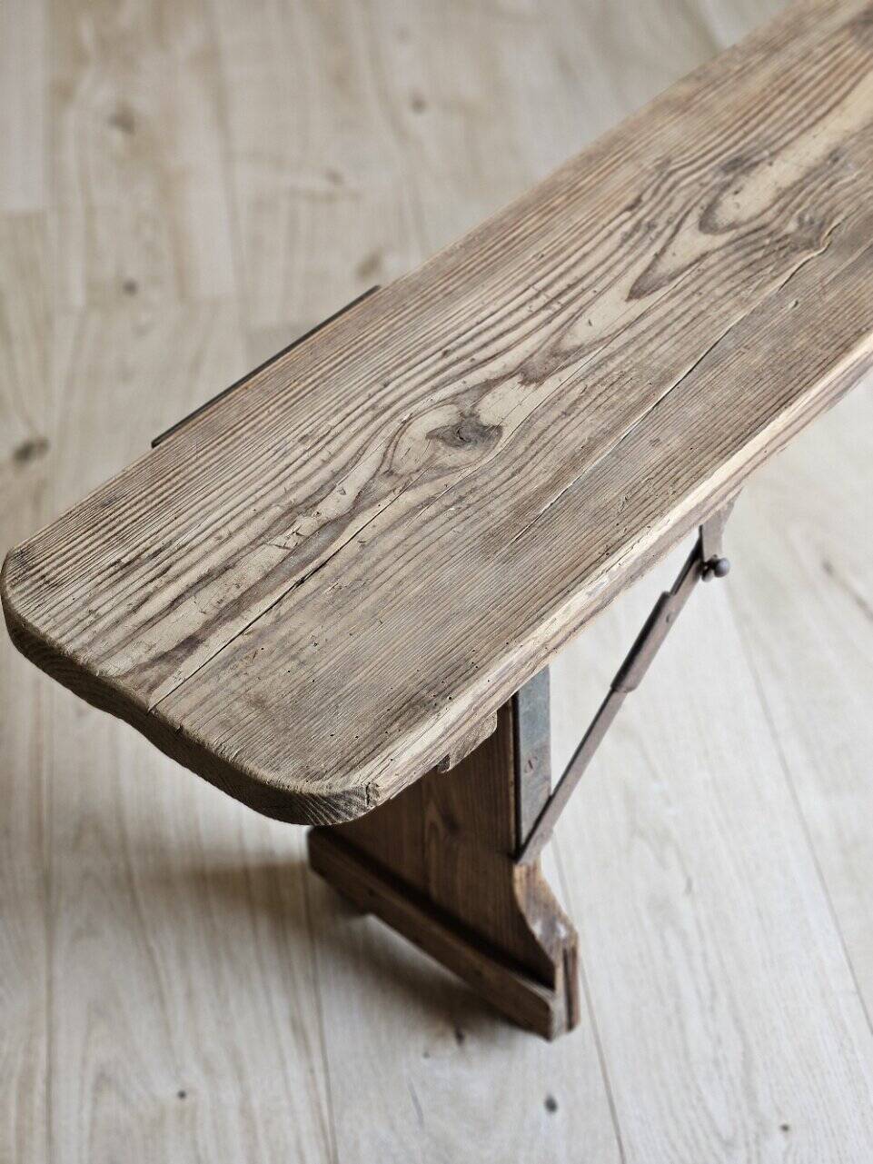Antique folding farmhouse bench in solid wood | Gabin