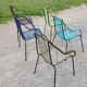 Set de 5 fauteuils en fer et scoubidou des années 50/60