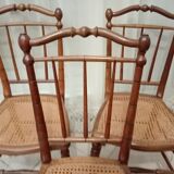 3 wooden and canning chairs