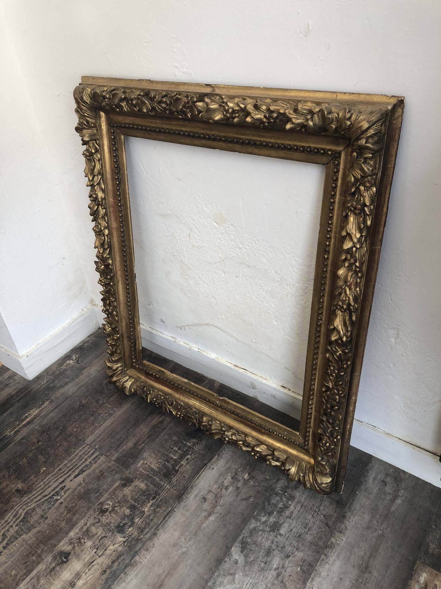 Large frame XIX gilded leaf height 100cm width 86cm
