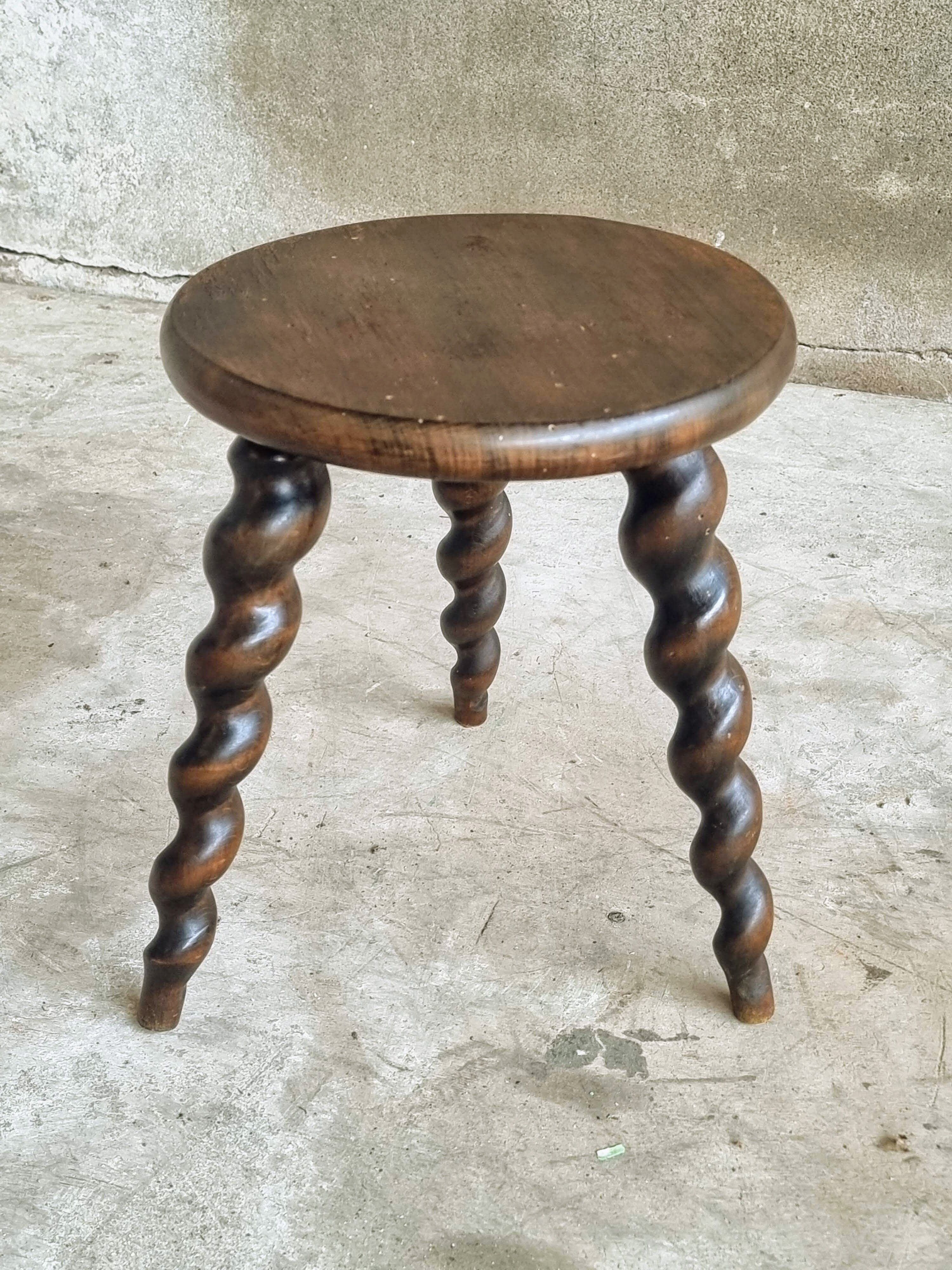 Vintage stool milking stool beech wood