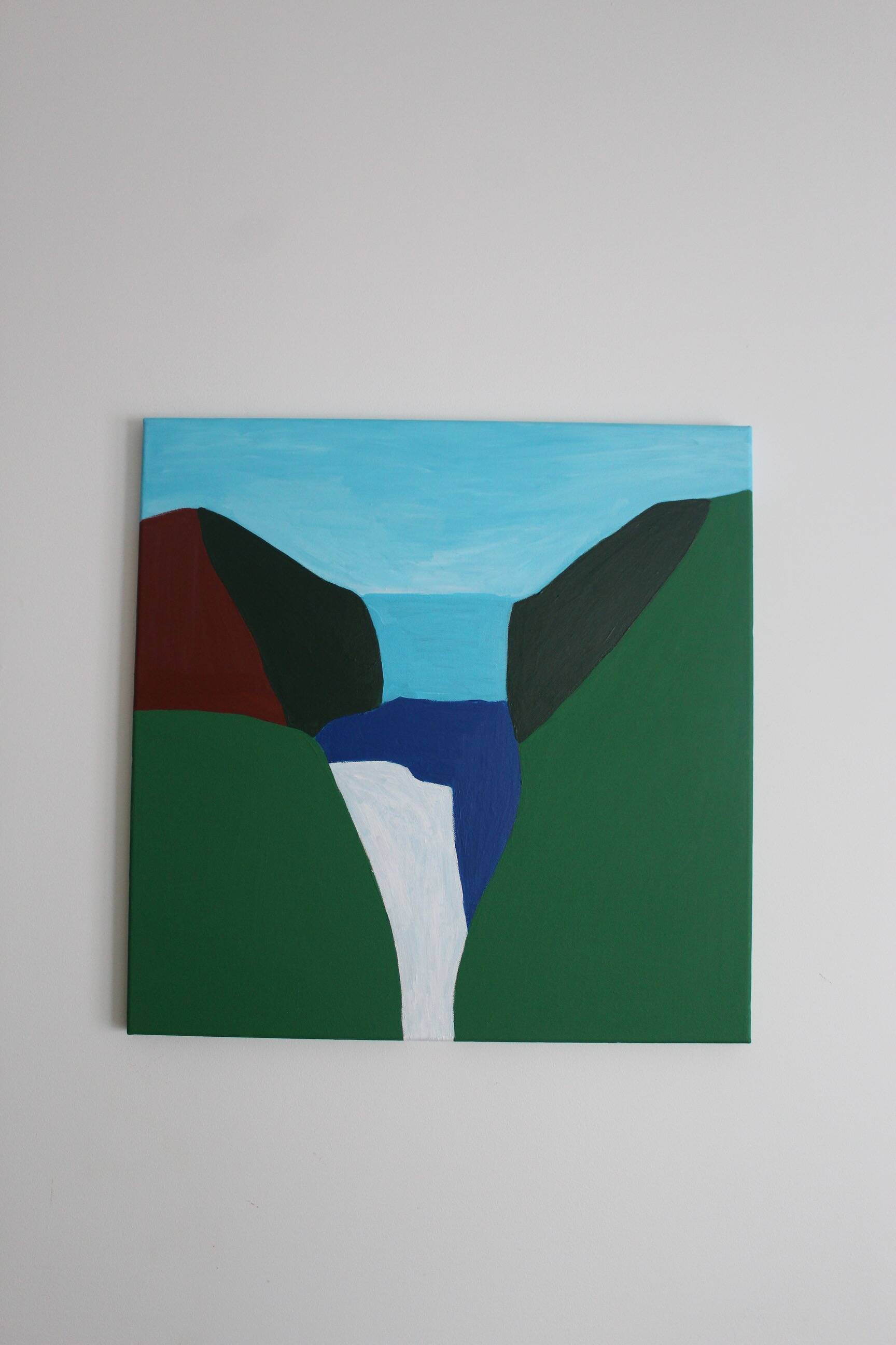 Canvas painting "Waterfall" signed