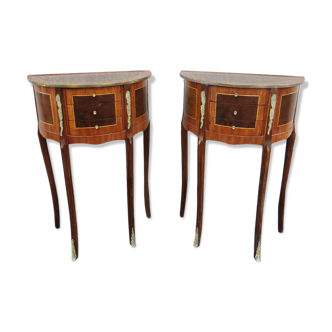 Pair of nightstands Louis XVI style half-moon