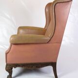 Chaise antique à haut rabat de style Chesterfield des années 1920