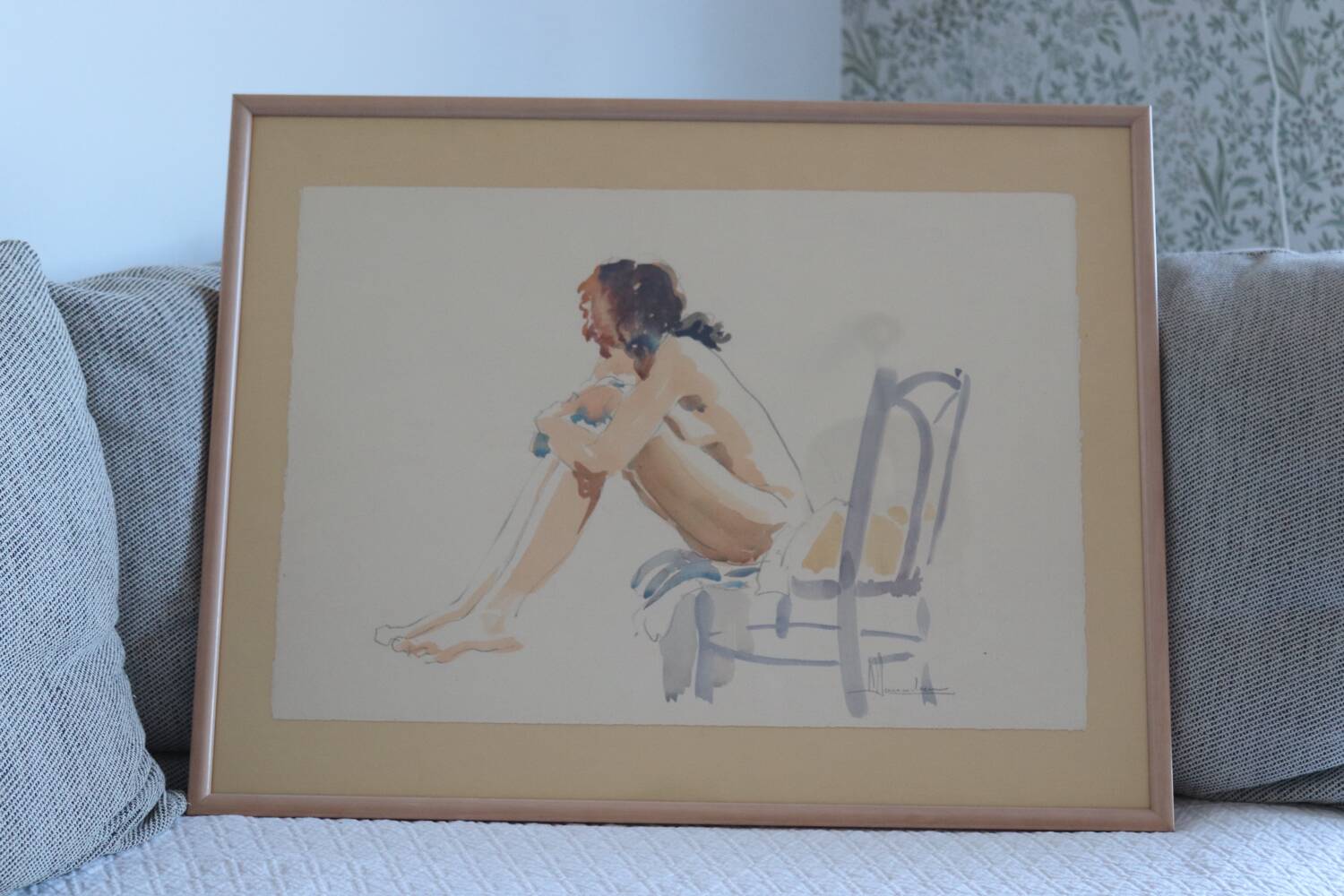 Watercolour painting on paper – seated woman