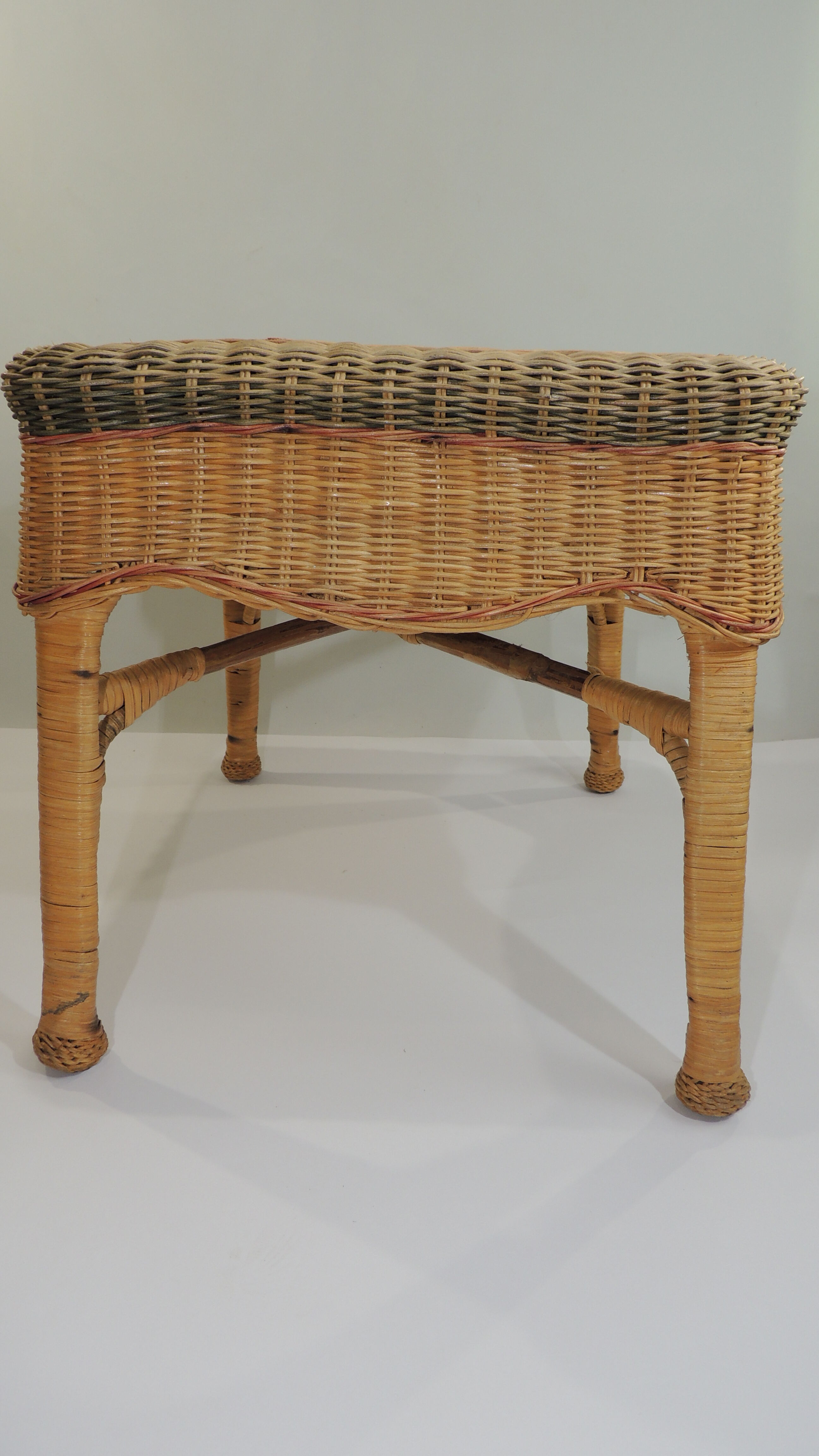 Rectangular woven wicker coffee table /Bamboo /rattan / vintage