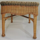 Rectangular woven wicker coffee table /Bamboo /rattan / vintage