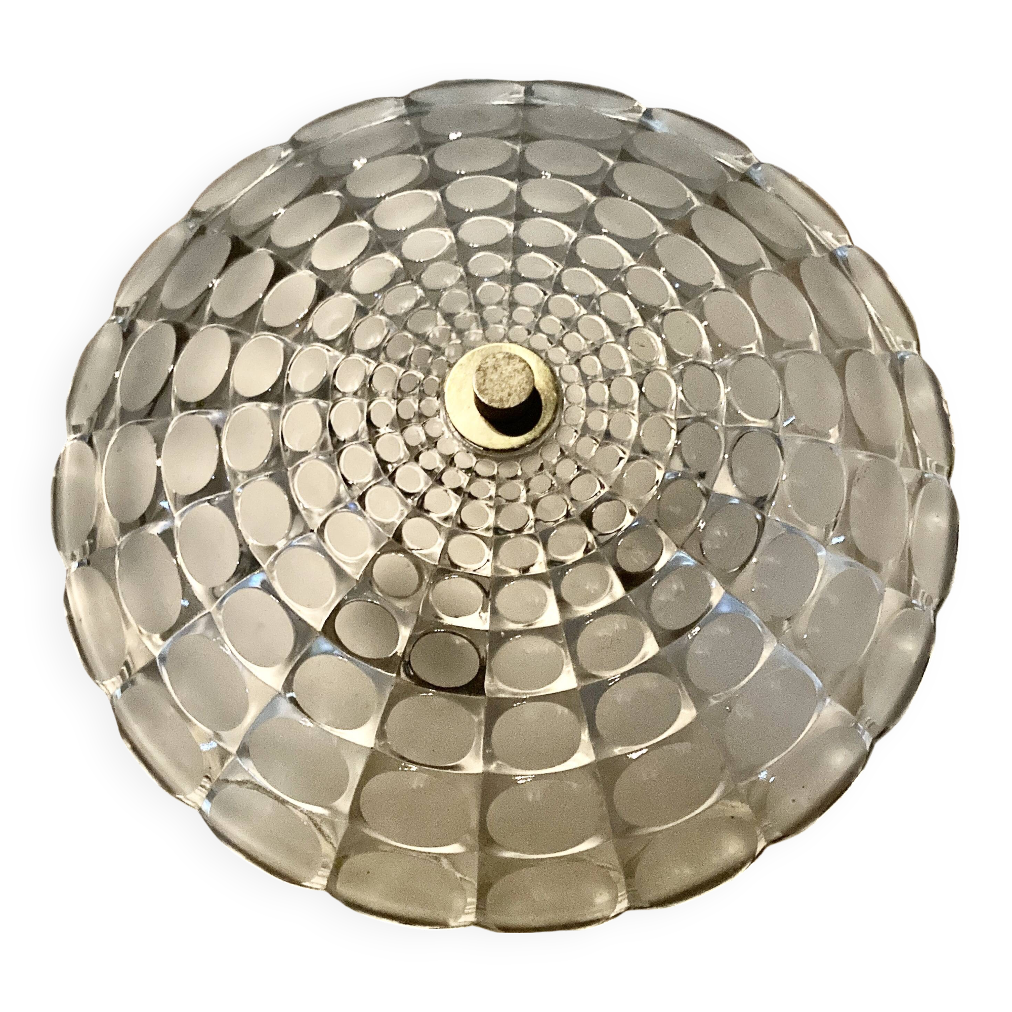 Vintage aluminum and glass ceiling light by Peill & Putzler 1970