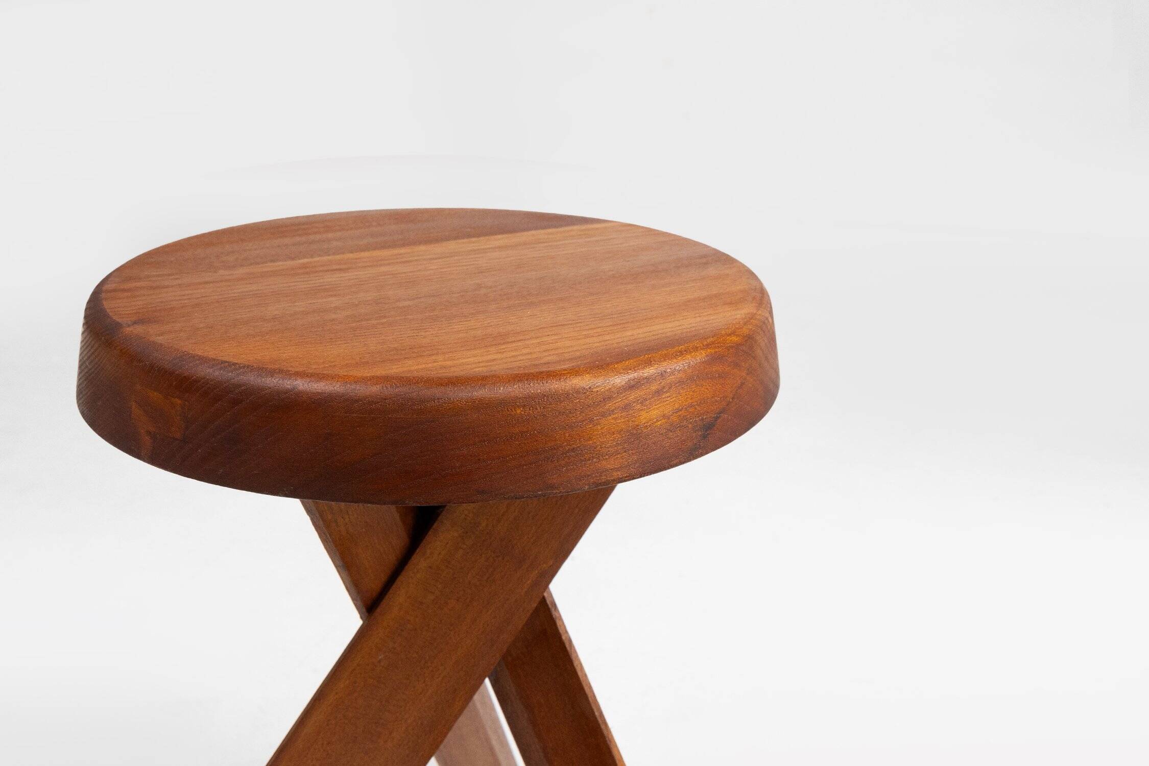 Model S31 Stool in Elm Wood by Pierre Chapo, 1974