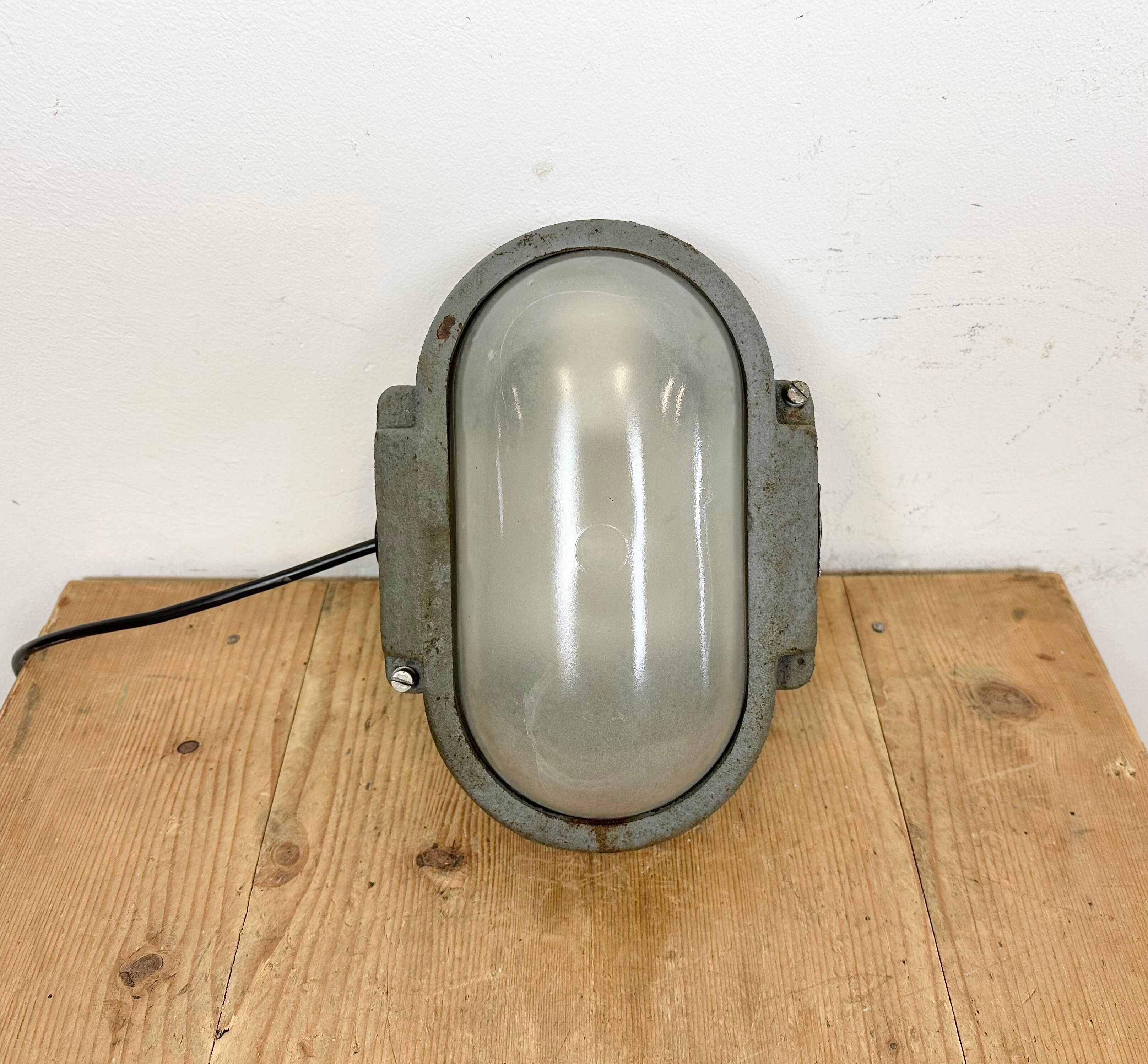 Grey Industrial Cast Iron Wall Light from Elektrosvit, 1960s