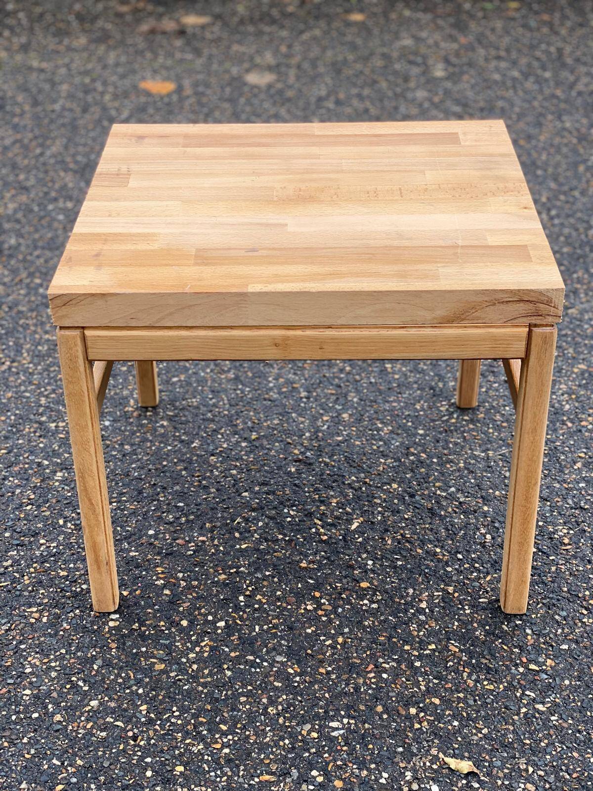 1960s Scandinavian coffee table in raw solid oak.