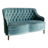 Blue velvet toad bench