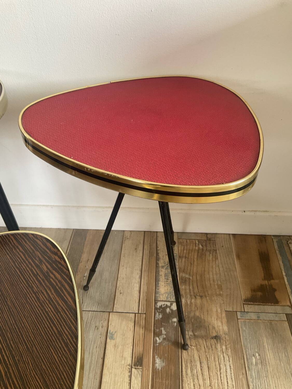 Trio of tripod side tables, 1960s-70s