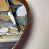Scandinavian round teak mirror