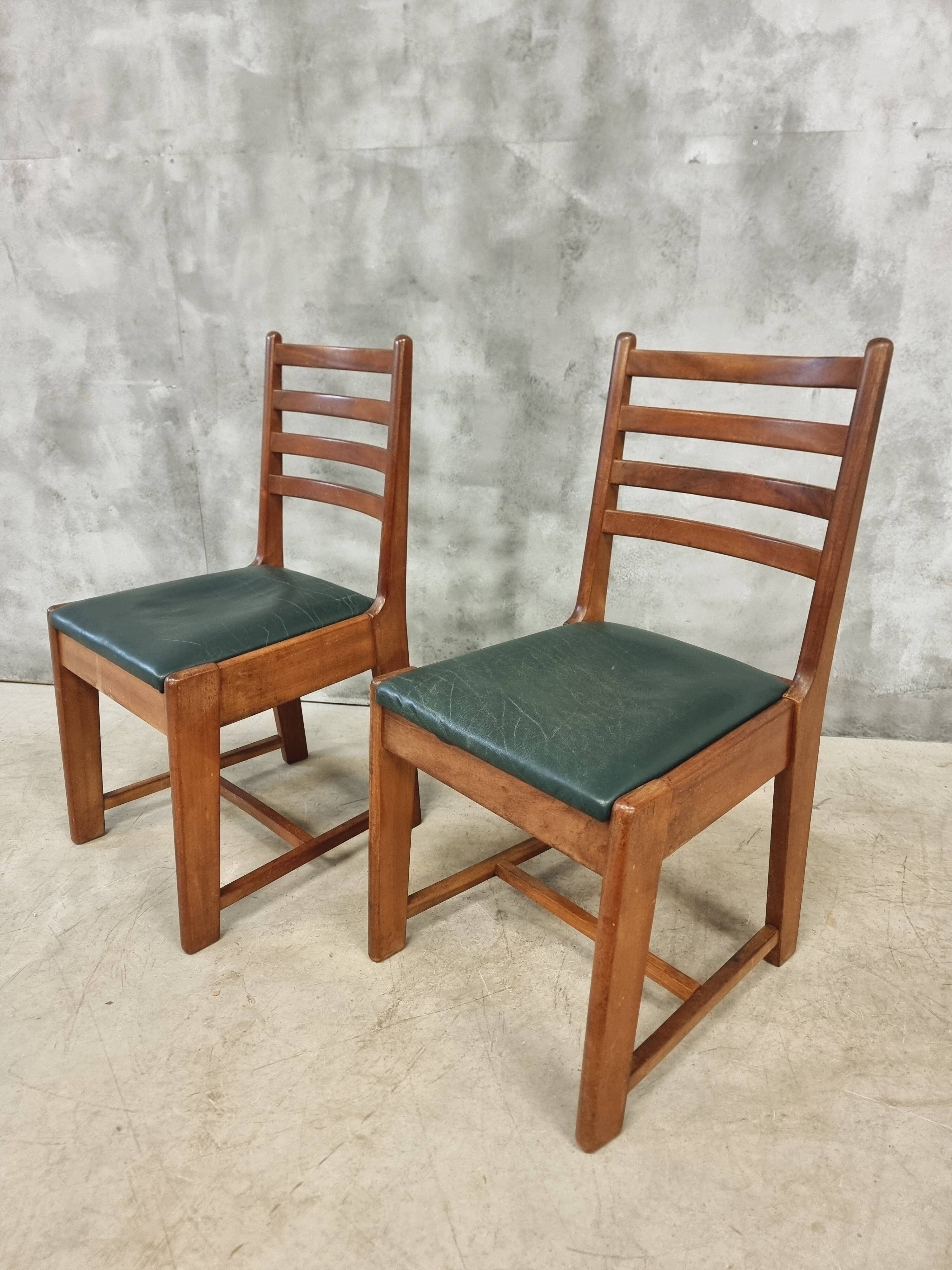 Two Bas van Pelt designer dining chairs in walnut, 1930s
