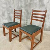 2 Bas van Pelt designer dining room chairs in walnut, 1930s