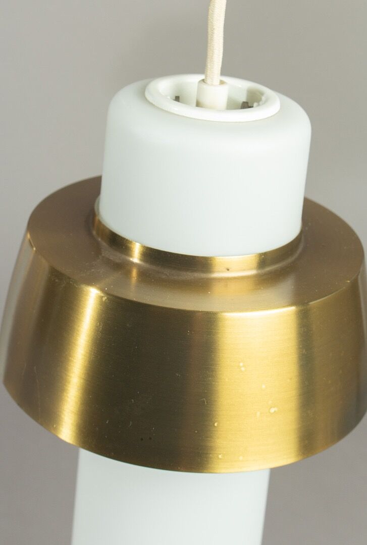 Opal & Brass hanging lamp MidCentury by Doria, 1960s