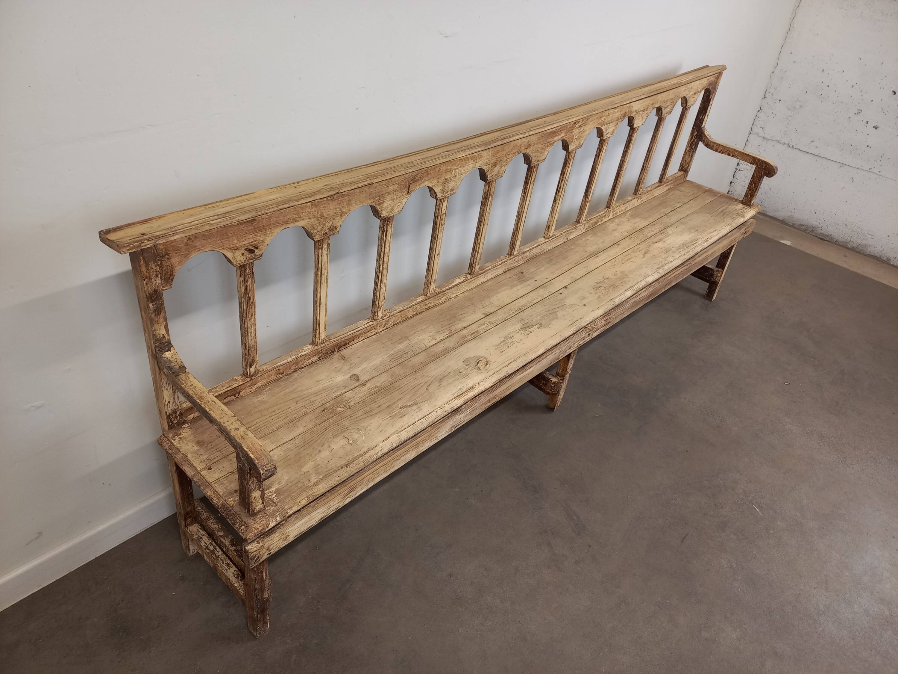 Patinated church pew