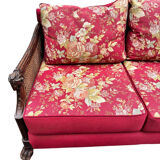 Empire-style bergère bench, carved wood and cane sofa, circa 1900