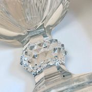 Large fruit bowl on foot in glass with diamond points, vintage 1970s