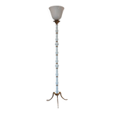 Vintage art deco opaline and bronze floor lamp