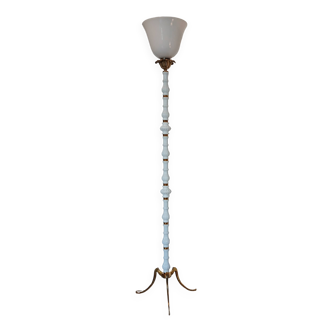 Lampadaire vintage art déco opaline et bronze