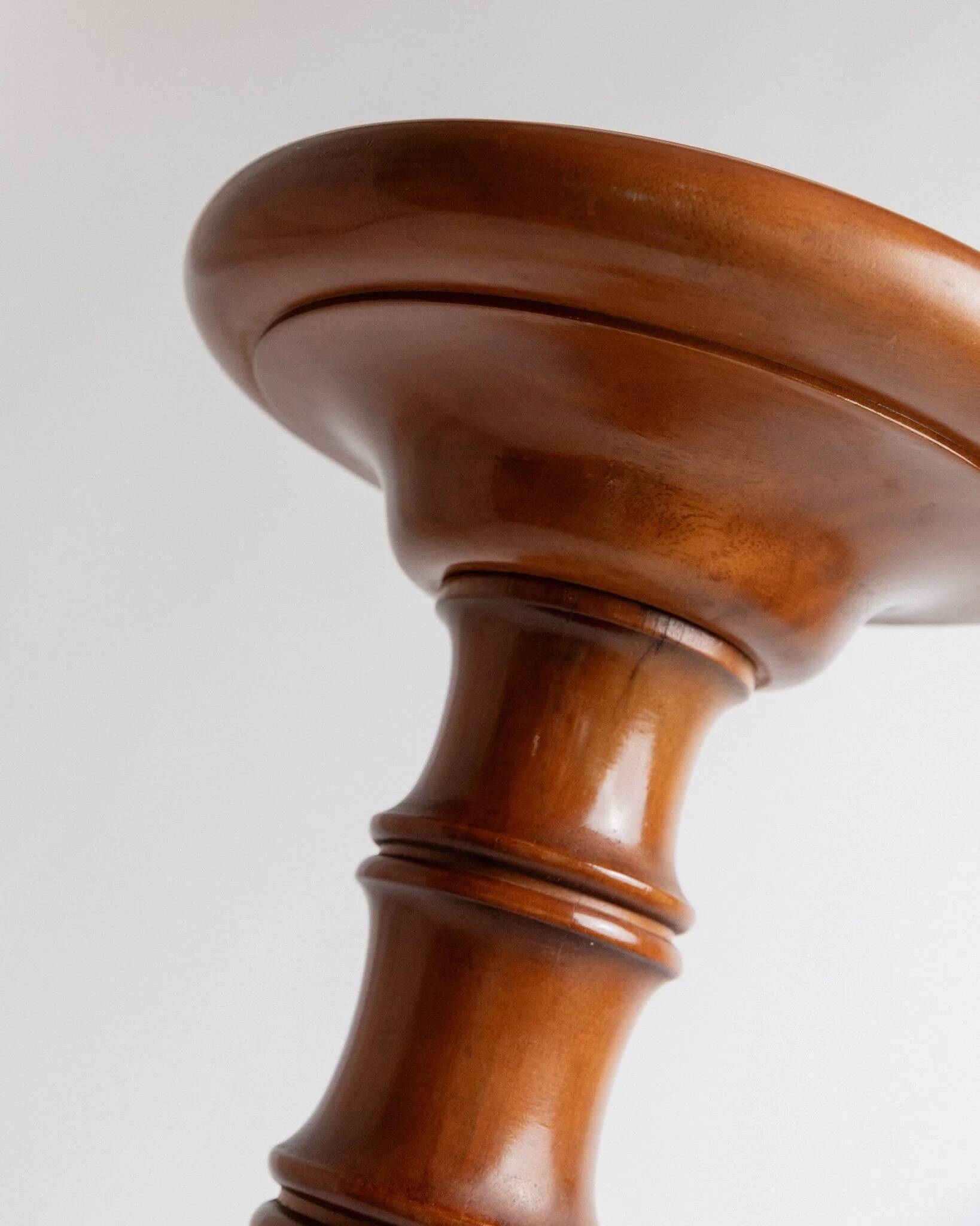 XXL vintage solid wood flower pedestal, Italian handcrafted column table, 1960s, marron finish