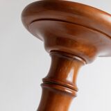 XXL vintage solid wood flower pedestal, Italian handcrafted column table, 1960s, marron finish