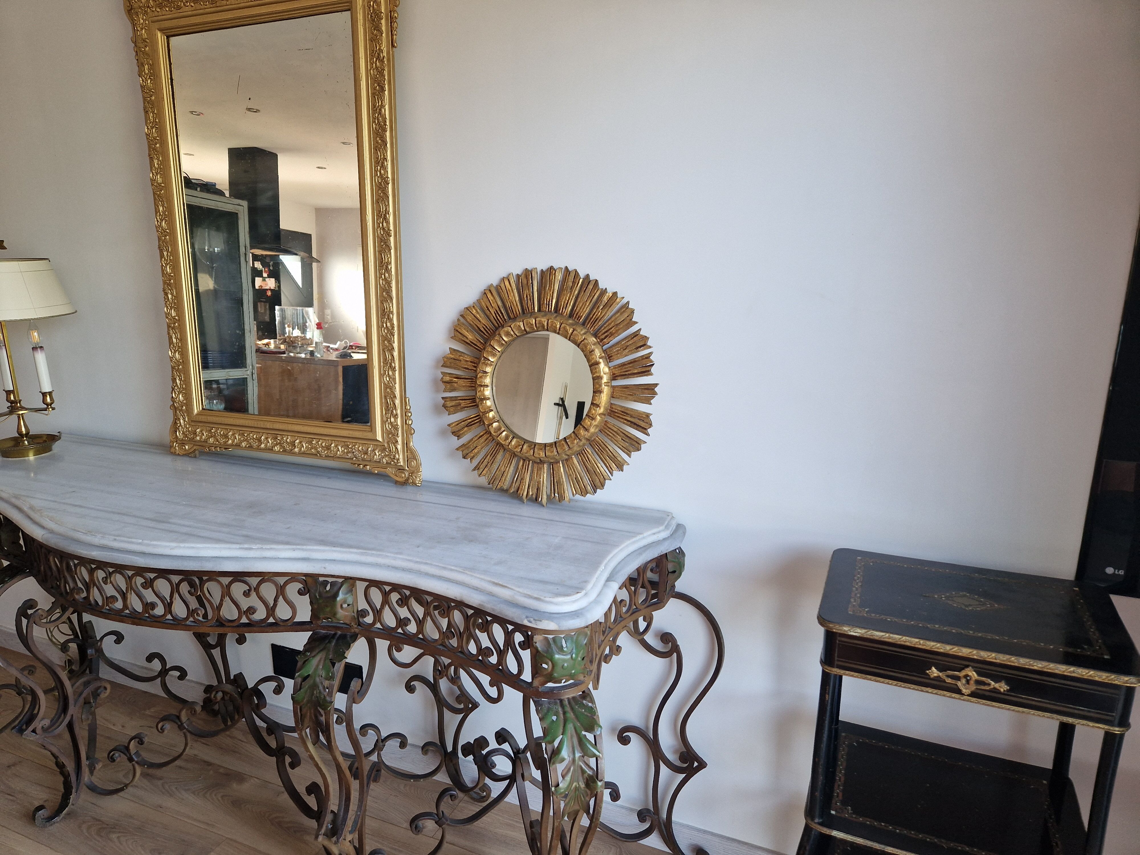 Miroir soleil doré vintage 51 cm
