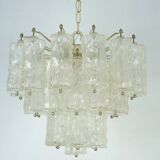 Mid-Century Toni Zuccheri for Venini, corteccia murano glass chandelier. 1960s Italy