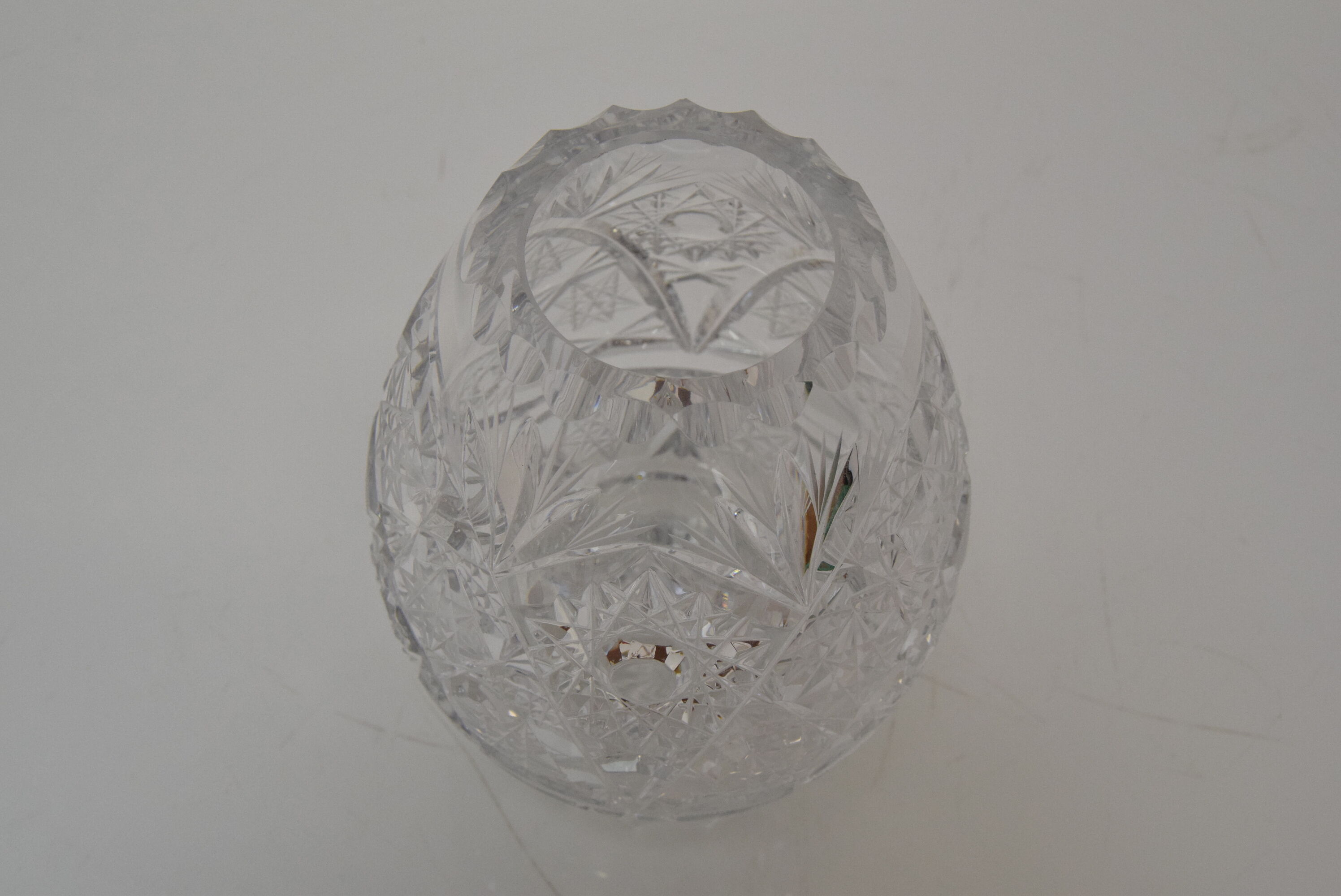 Vintage Cut Crystal Glass Vase, Glasswork Novy Bor, 1950's.