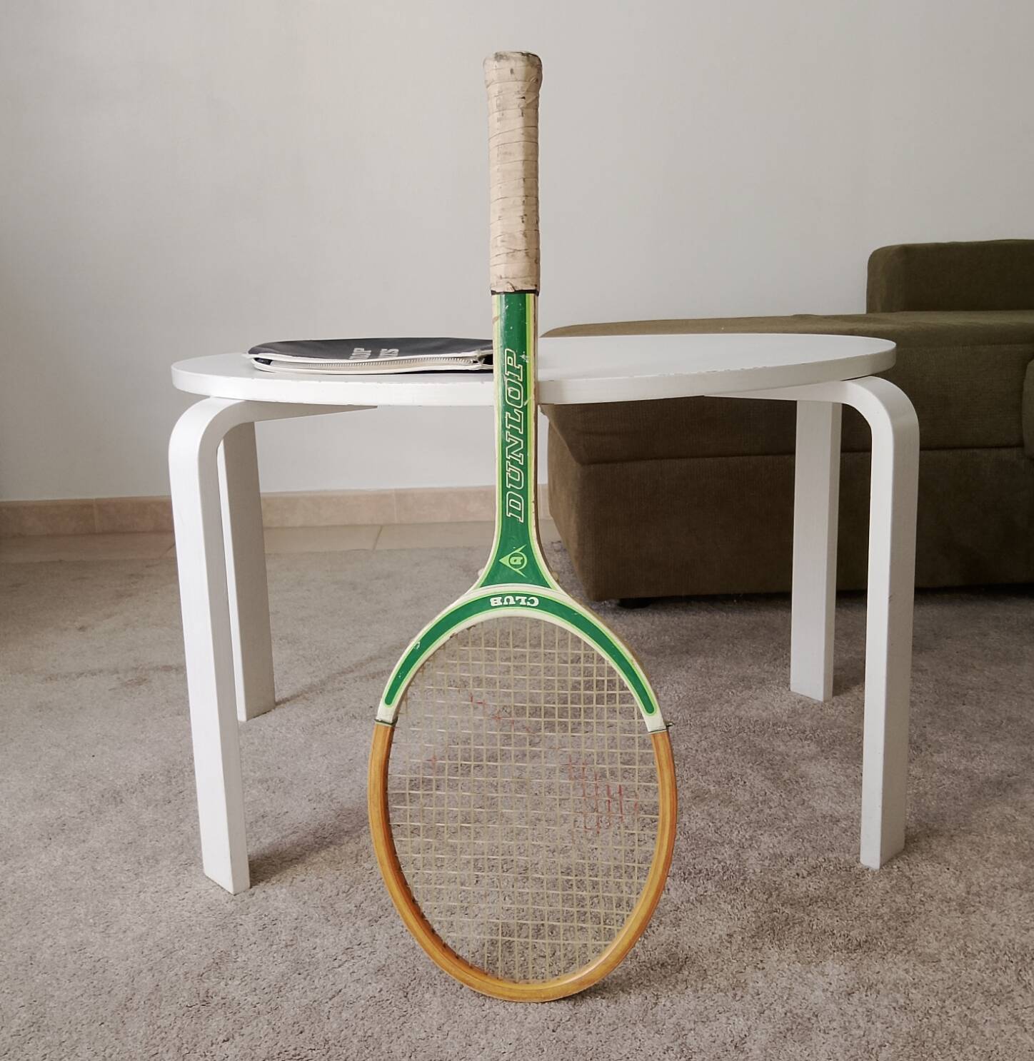 Vintage Dunlop Club tennis racket from the 1970s.