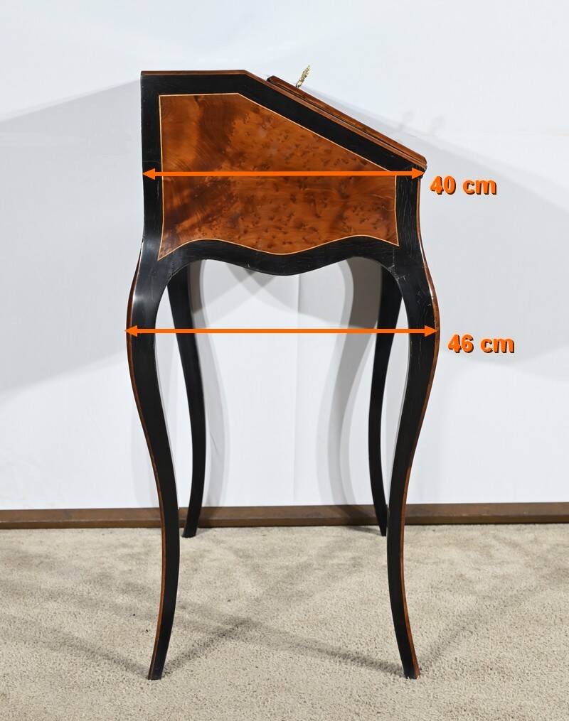 Blackened pearwood and amboyna sloping desk, Napoleon III period, mid-19th century