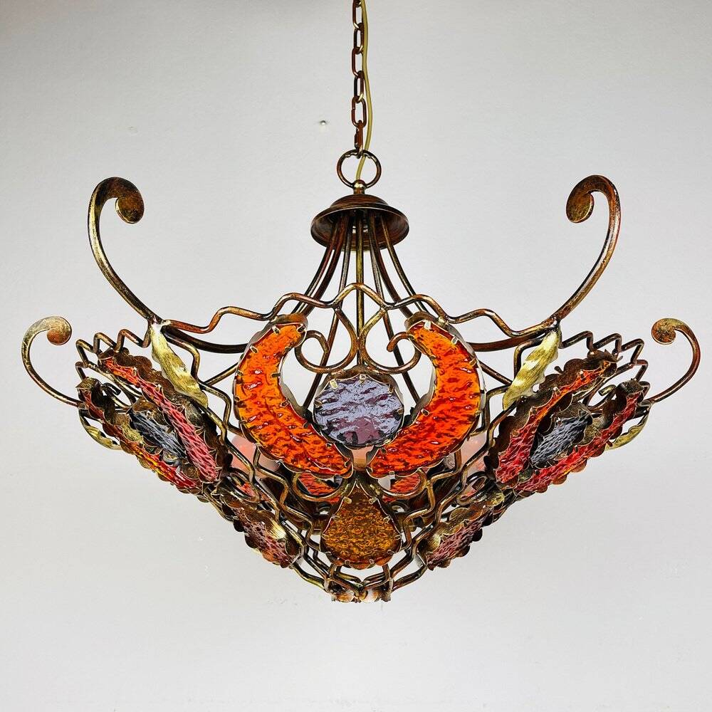 Lustre en métal et verre de Murano par MM Lampadari, années 1990