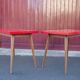 Vintage bistro table, wooden table and red formica feet compass, kitchen, countryside