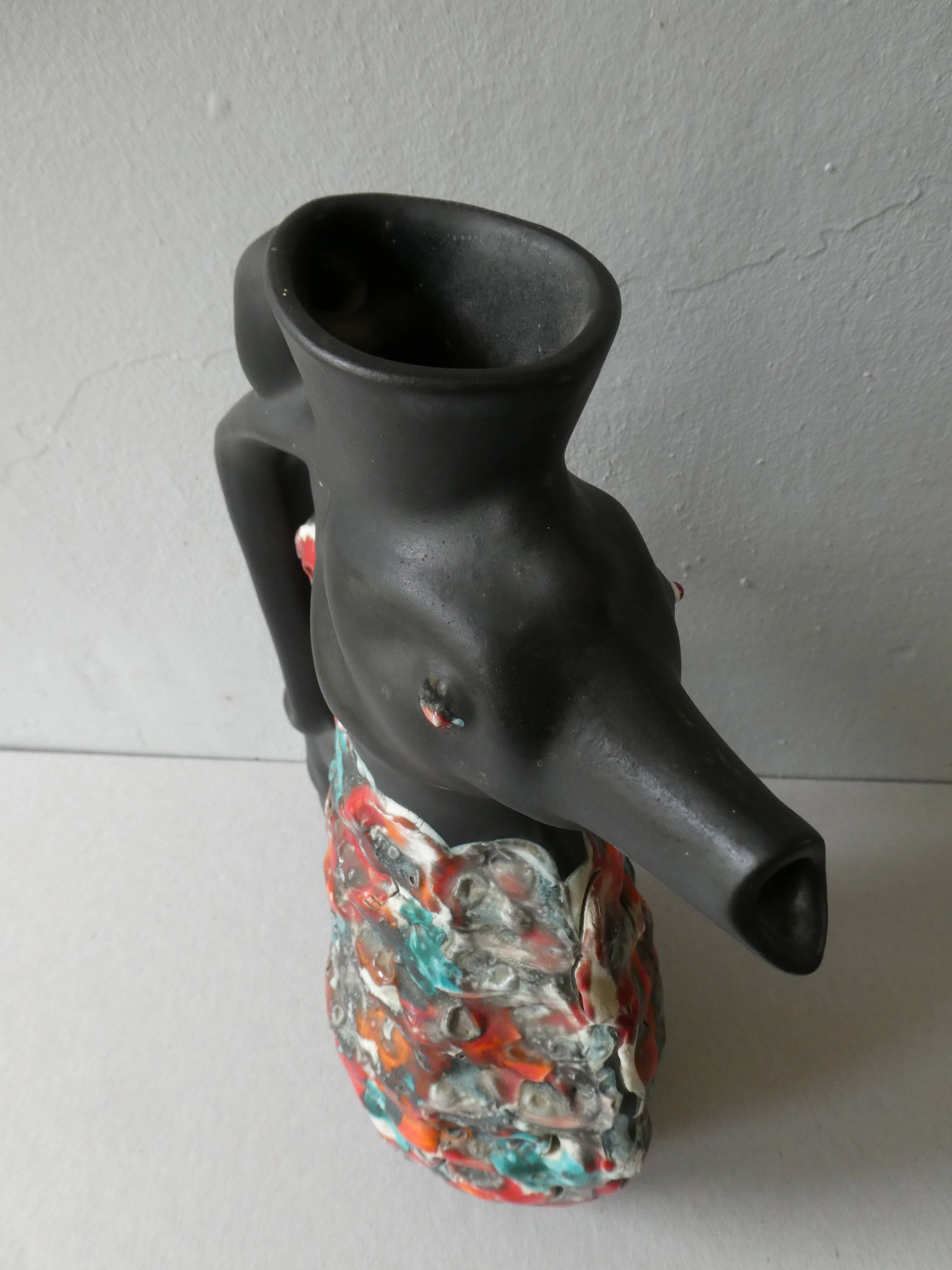 Zoomorphic ceramic pitcher vase, 60s