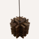 Pair modernist brutalist copper metal architectural hanging lamps, France
