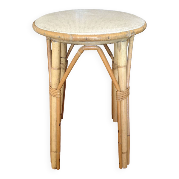 Tabouret / repose plante en rotin - Années 1970