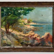 Oil on canvas The Pointe de Bacon in Antibes by M. Desgardins