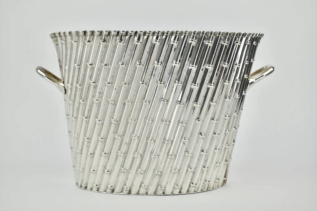 Vintage silver-plated bamboo wine bucket