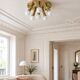 Mid-Century brass ceiling light - 6 lights - TZ Leuchten, Germany, 1980